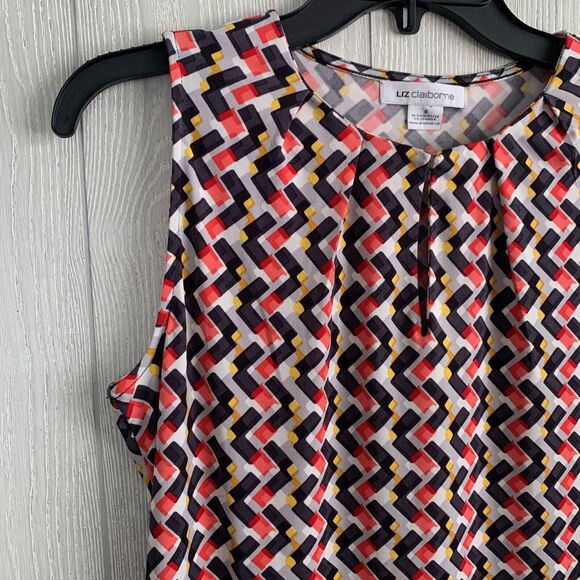 Liz Claiborne Multicolor Sleeveless V-Neck Top Size S NWT - Picture 2 of 4